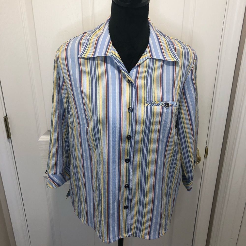 Allison Daley button down multi color blouse